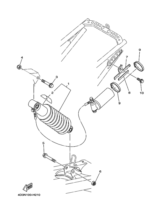 Yamaha 4D3-22262-00 Holder, Sub Tank — shown on the Rear Suspension parts diagram