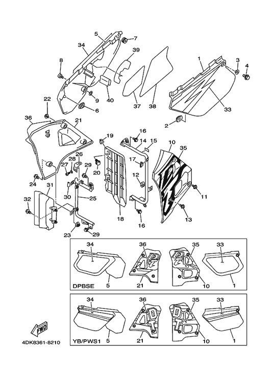 Yamaha 3BN-21711-40 Cover, Side 1 — shown on the Side Cover parts diagram
