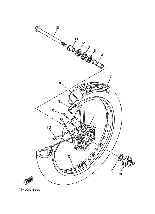 Yamaha 94416-18599 Rim — shown on the Front Wheel parts diagram