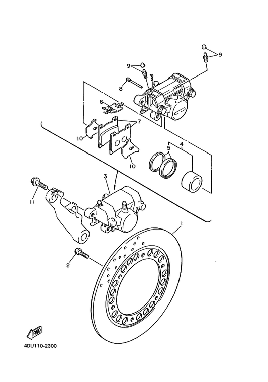 Yamaha 4BP-25827-00 . Shim, Caliper — shown on the Rear Brake Caliper parts diagram