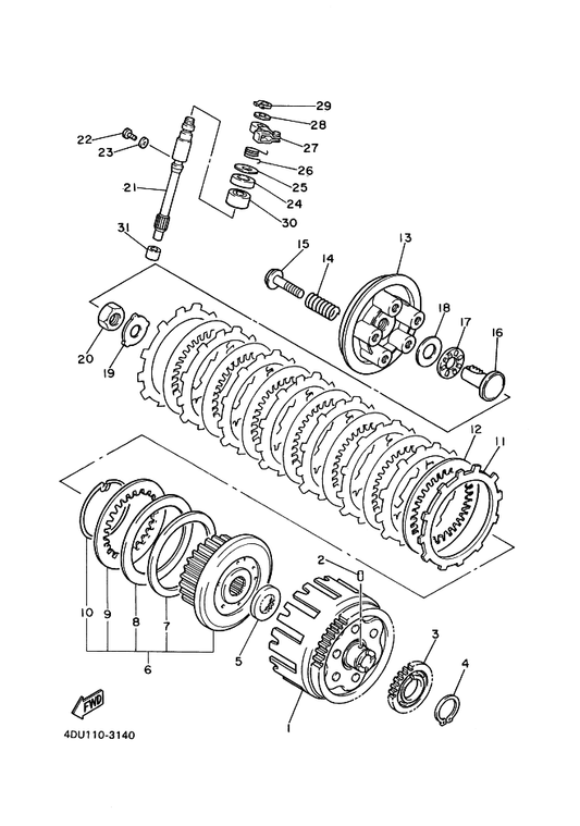 Yamaha 90201-15785 Washer, Plate — shown on the Clutch parts diagram