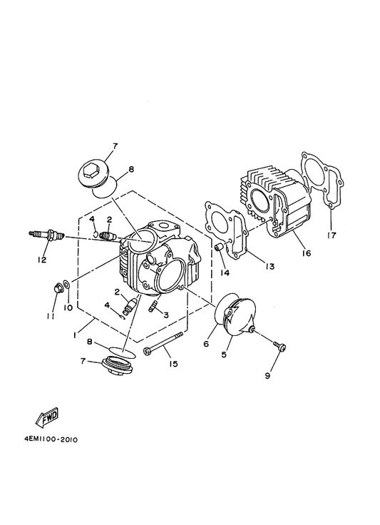 Yamaha 35T-11110-01 Cylinder Head Assy — shown on the Cylinder parts diagram