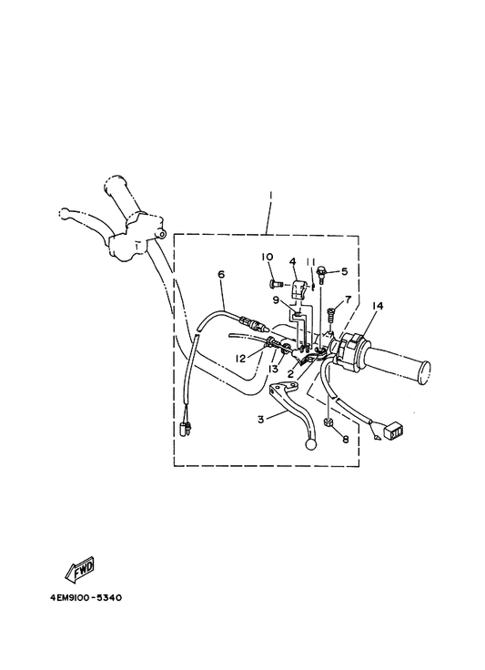 Yamaha 5TH-82910-01 Lever Holder Assy (Left) — shown on the Handle Switch & Lever parts diagram