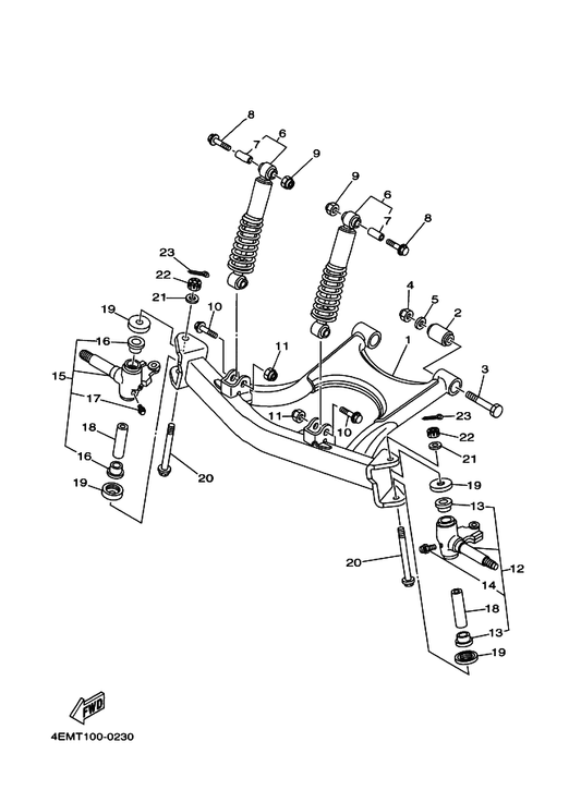 Yamaha 2HX-2331U-00 . Collar, Distance — shown on the Front Suspension & Wheel parts diagram