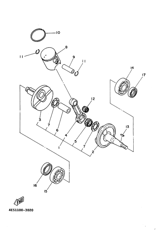 Yamaha 4ES-11631-01-B0 . Piston (Std) — shown on the Crankshaft & Piston parts diagram
