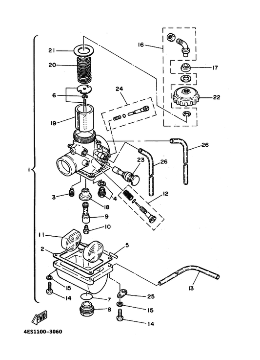 Yamaha 137-14143-56-A0 . Jet, Main — shown on the Carburetor parts diagram