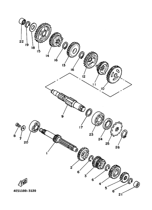 Yamaha 93102-20143 Oil Seal — shown on the Transmission parts diagram