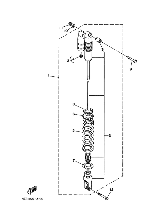 Yamaha 4ES-22251-00 . . Nut 1 — shown on the Rear Suspension parts diagram