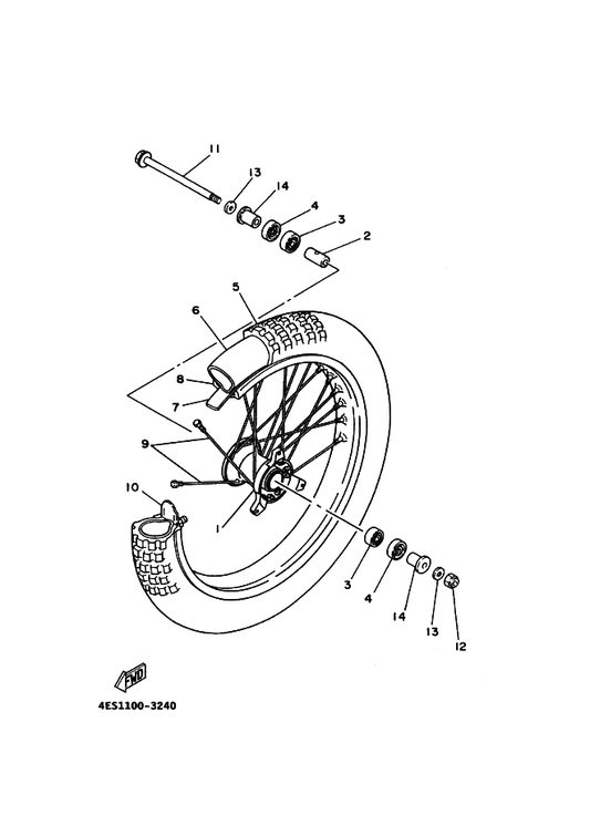 Yamaha 1T1-25194-00 . Spacer, Bead — shown on the Front Wheel parts diagram