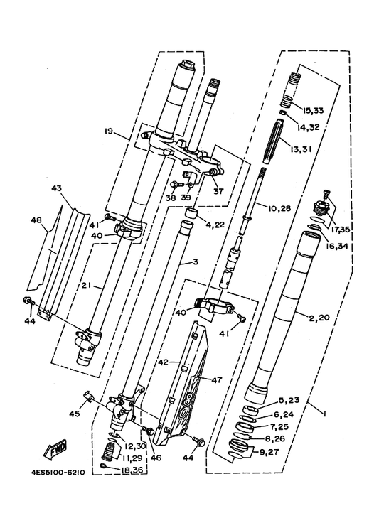 Yamaha 4ES-23125-00 . Metal, Slide 1 — shown on the Front Fork parts diagram