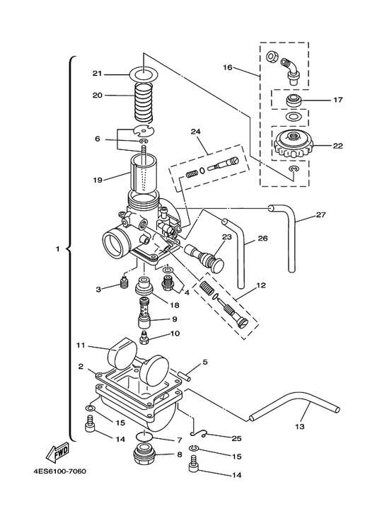 Yamaha 260-14142-32 . Jet, Pilot — shown on the Carburetor parts diagram