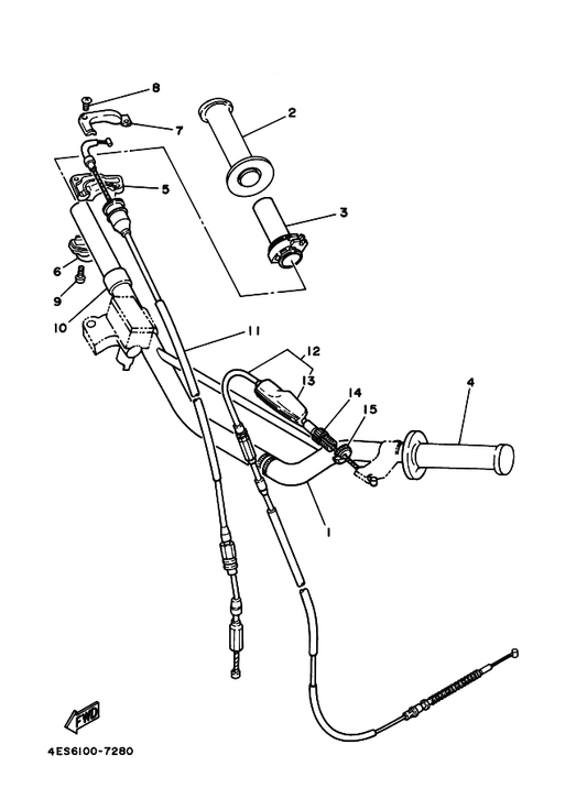 Yamaha 4ES-26311-01 Cable, Throttle 1 — shown on the Steering Handle & Cable parts diagram
