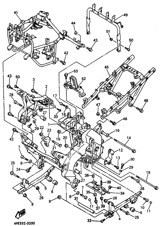 Yamaha 91317-08025 . Bolt — shown on the Frame parts diagram