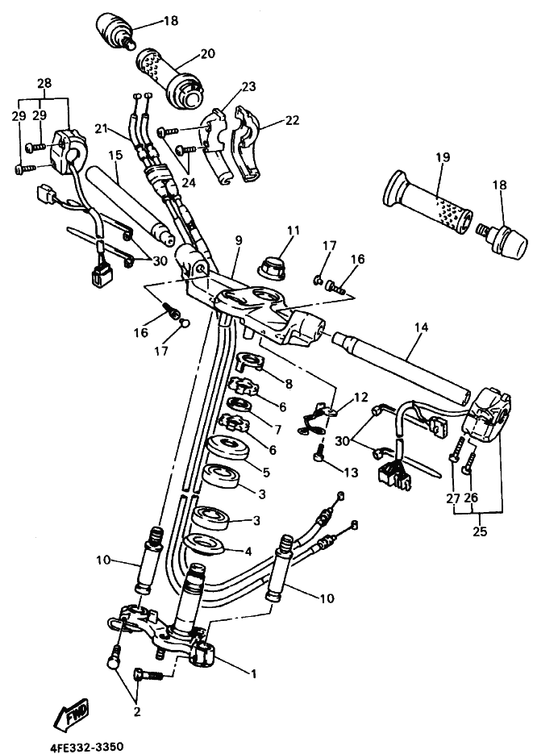 Yamaha 3FH-26240-00 Grip Assy — shown on the Steering Handle & Cable parts diagram