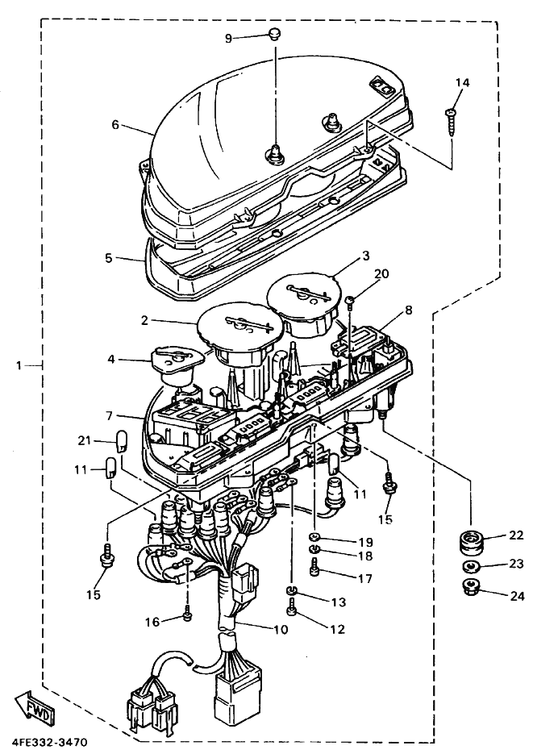 Yamaha 90201-106H5 Washer, Plate — shown on the Meter parts diagram