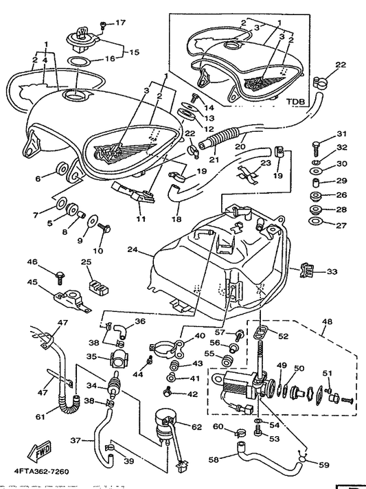 Yamaha 90387-062L2 Collar — shown on the Fuel Tank parts diagram