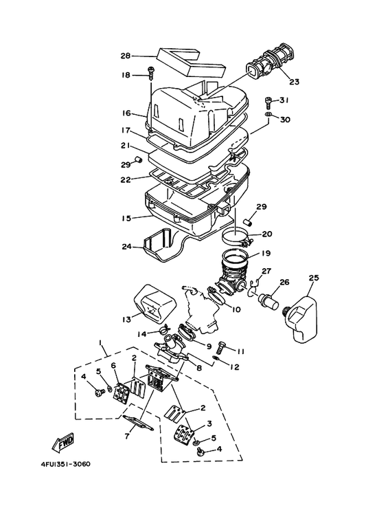Yamaha 2TV-13565-00 Joint, Carburetor — shown on the Intake parts diagram