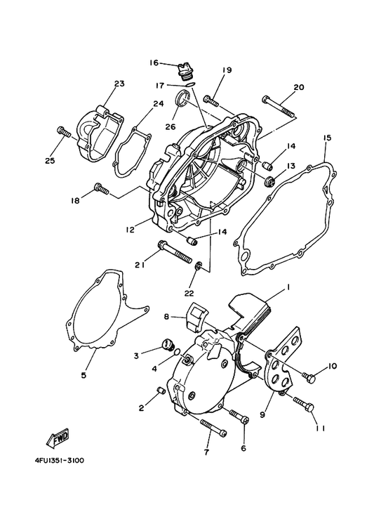 Yamaha 3BN-15456-11 Gasket, Oil Pump Cover 1 — shown on the Crankcase Cover 1 parts diagram