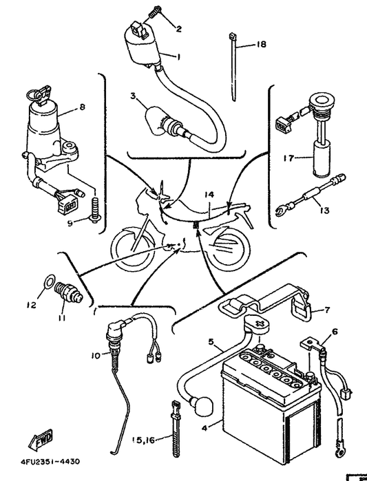 Yamaha 22F-82131-00 Band, Battery — shown on the Electrical 1 parts diagram