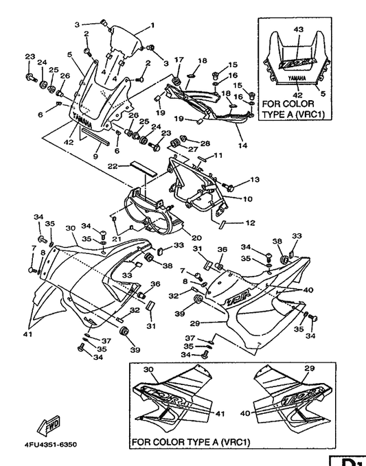 Yamaha 90480-01401 Grommet — shown on the Cowling 1 parts diagram