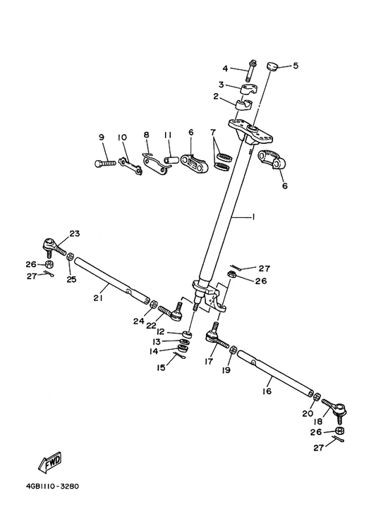 Yamaha 97013-08060 Bolt — shown on the Steering parts diagram