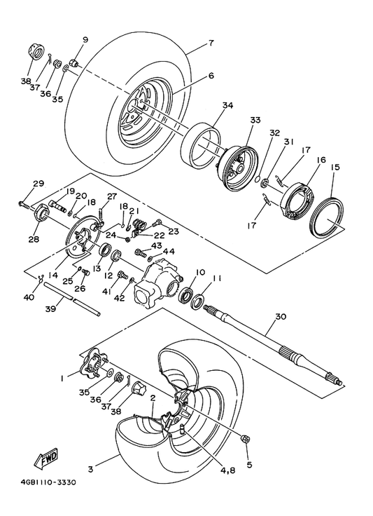 Yamaha 93106-42037 Oil Seal — shown on the Rear Wheel parts diagram