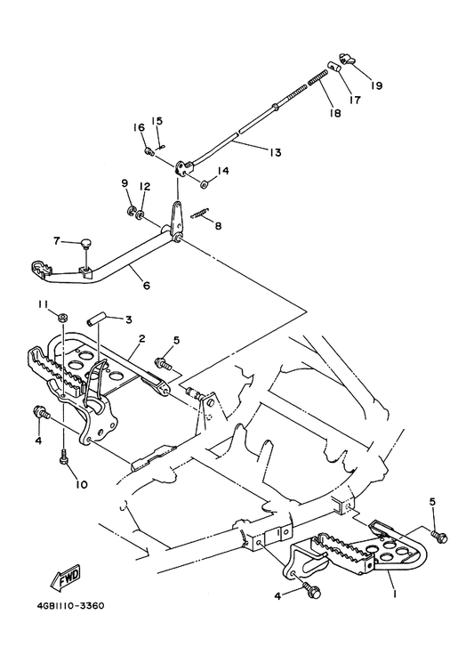Yamaha 4GB-27231-00 Rod, Brake — shown on the Stand & Footrest parts diagram