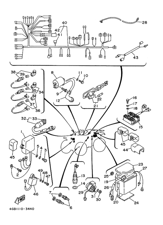 Yamaha 90153-06044 Screw, Hexagon — shown on the Electrical 1 parts diagram