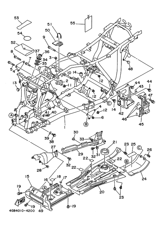 Yamaha 3GH-2819R-00 Tag, Waring — shown on the Frame parts diagram