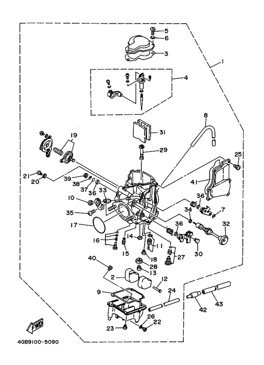 Yamaha 91A21-07020 Tube, Flexible — shown on the Carburetor parts diagram