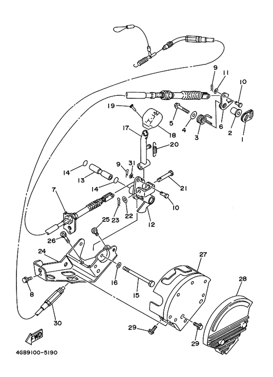 Yamaha 4SH-18128-01 Bracket — shown on the Shifter parts diagram