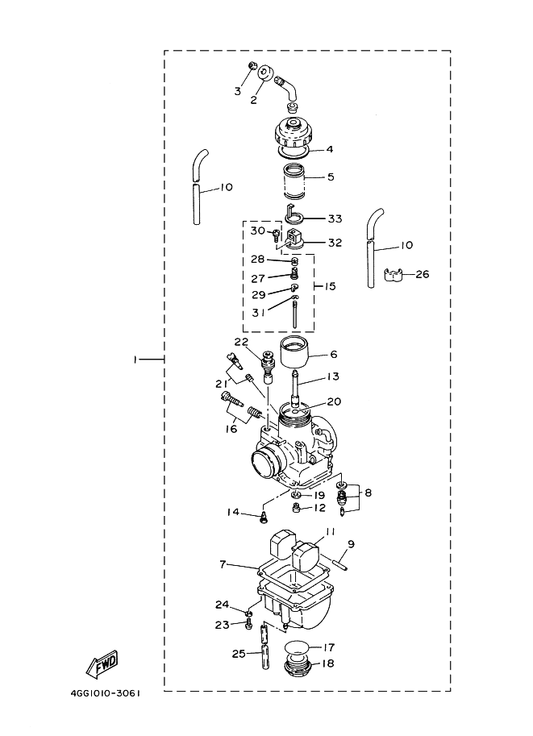 Yamaha 38V-14153-00 . Washer, Main Jet — shown on the Carburetor parts diagram