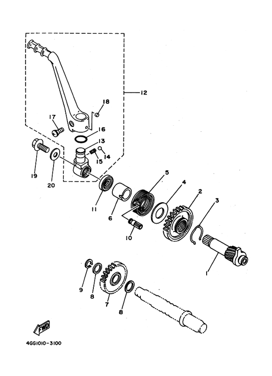 Yamaha 90508-282A4 Spring, Torsion — shown on the Starter parts diagram