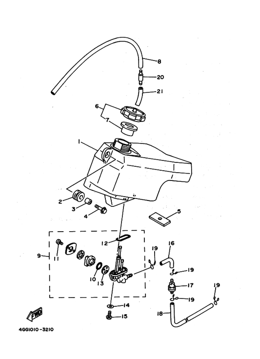 Yamaha 4N0-24560-00 Filter Assy — shown on the Fuel Tank parts diagram