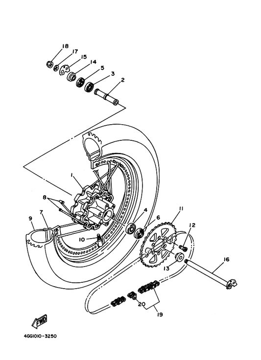 Yamaha 93106-22016 Oil Seal — shown on the Rear Wheel parts diagram