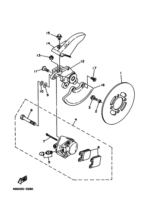Yamaha 91490-40045 . Pin, Cotter — shown on the Rear Brake Caliper parts diagram