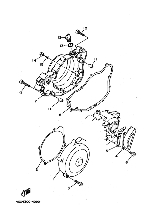 Yamaha 4GG-15451-00 Gasket, Crankcase Cover 1 — shown on the Crankcase Cover 1 parts diagram