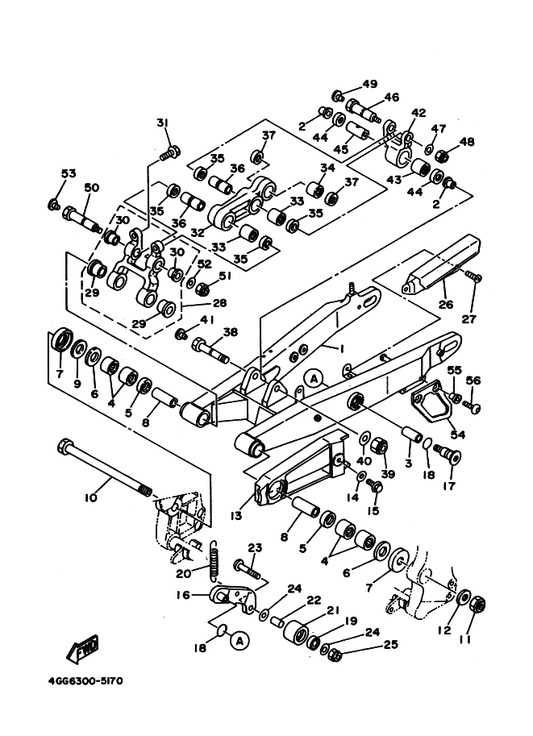 Yamaha 93315-31732 Bearing — shown on the Rear Arm parts diagram