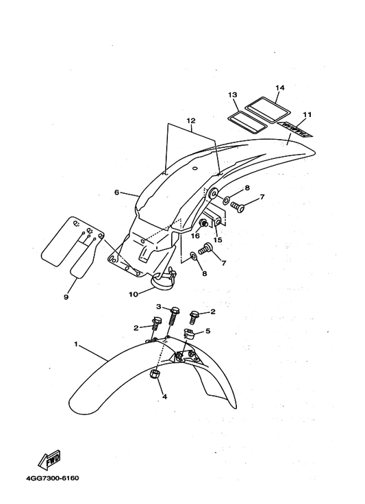 Yamaha 4GG-2165A-30 Graphic Set,Rear Fender — shown on the Fender parts diagram
