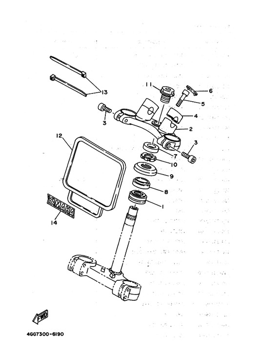 Yamaha 4AJ-23485-00 Plate, Number — shown on the Steering parts diagram