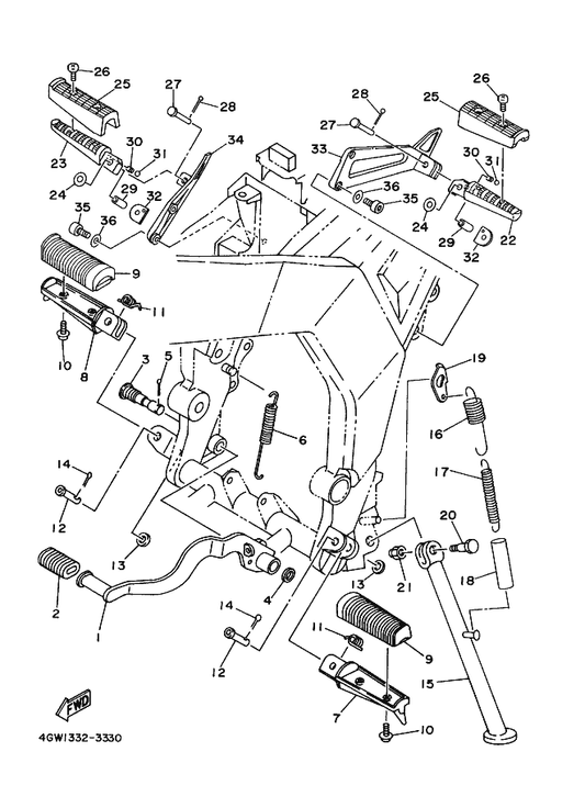 Yamaha 22N-18113-00 . Cover, Shift Pedal — shown on the Stand & Footrest parts diagram