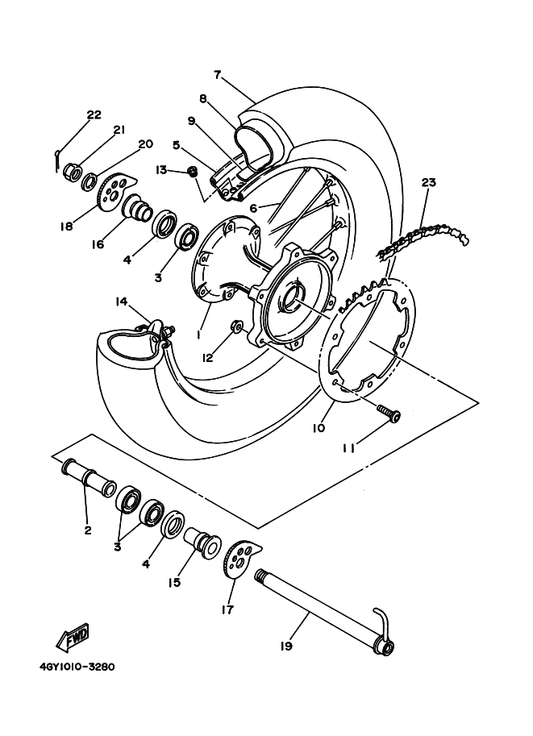 Yamaha 94211-18176 Tube (100/100-18 M/C Tr4) — shown on the Rear Wheel parts diagram