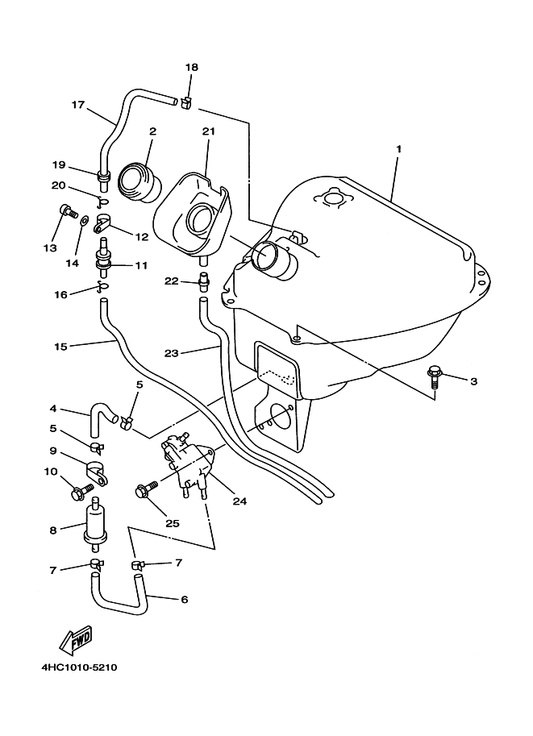Yamaha 90468-02078 Clip — shown on the Fuel Tank parts diagram