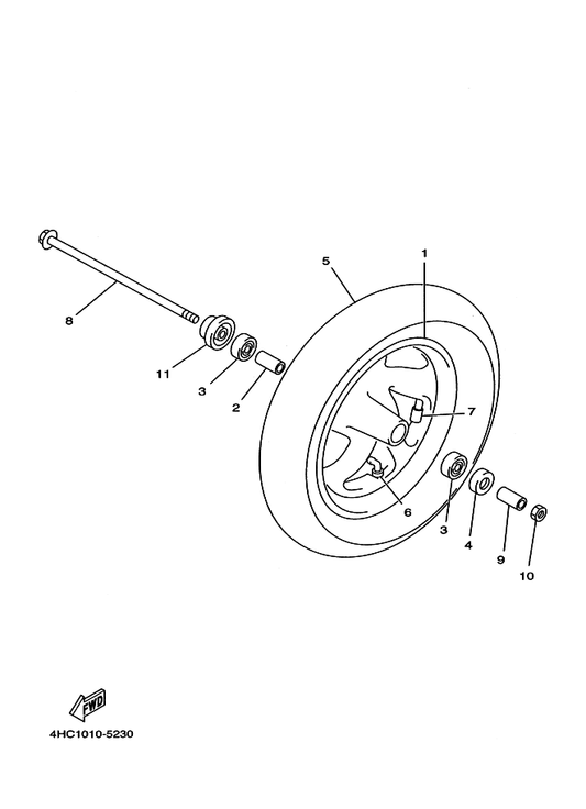 Yamaha 4HC-25190-00 Gear Unit Assy — shown on the Front Wheel parts diagram