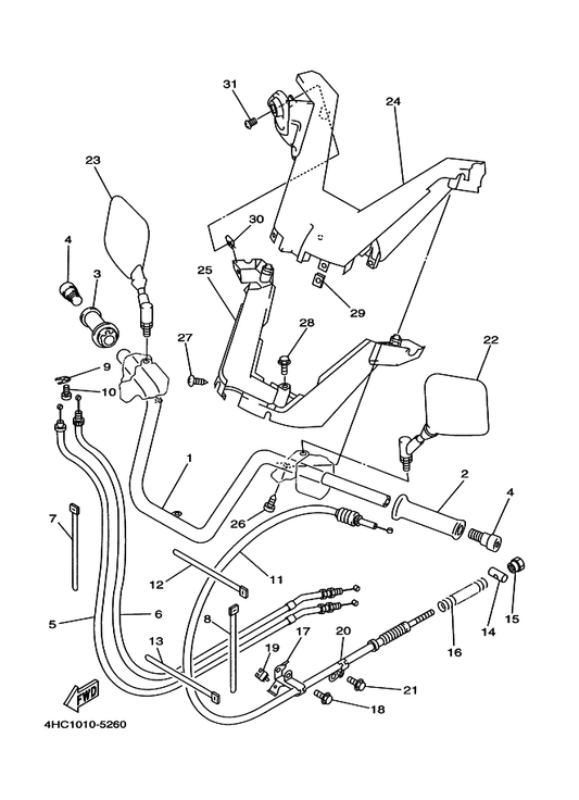 Yamaha 90159-05121 Screw, With Washer — shown on the Steering Handle & Cable parts diagram