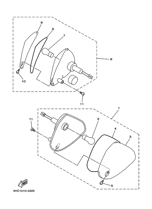 Yamaha 3XW-83320-10 Front Flasher Light Assy 2 — shown on the Flasher Light parts diagram