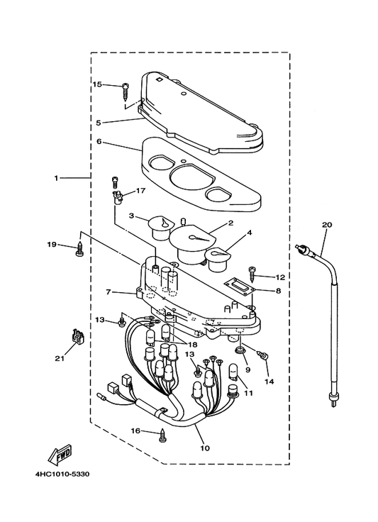 Yamaha 4HC-2837G-00 Lock 1 — shown on the Meter 2 parts diagram