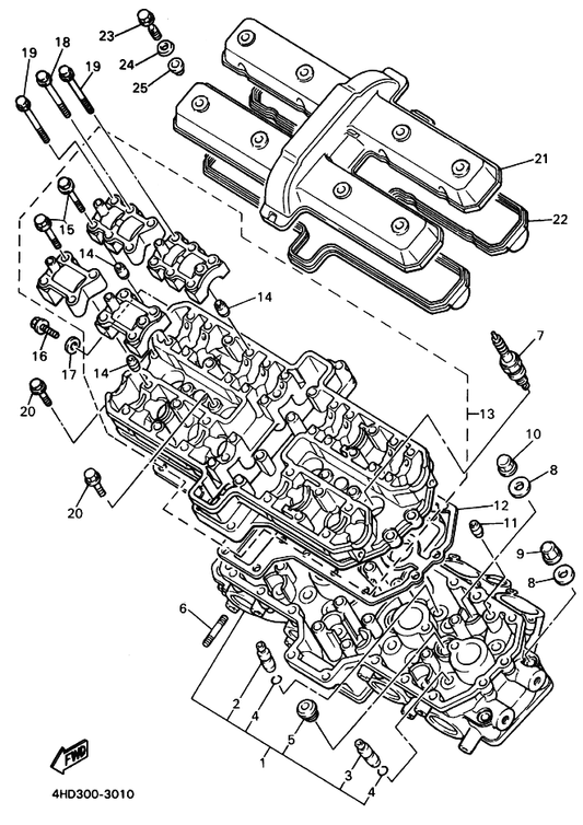 Yamaha 91810-08012 Pin, Dowel — shown on the Cylinder Head parts diagram