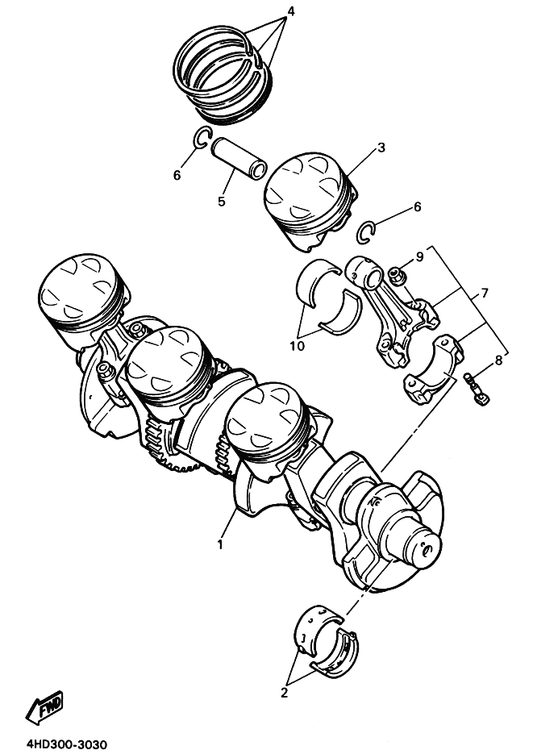 Yamaha 4FM-11603-00 Piston Ring Set (Std) — shown on the Crankshaft & Piston parts diagram