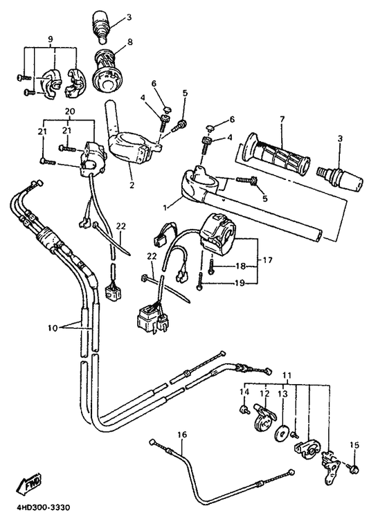 Yamaha 3LN-26270-01 Cable Connector Cap Assy — shown on the Steering Handle & Cable parts diagram
